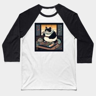 Tubby Kitty Eats Sushi Pt. 2 Baseball T-Shirt